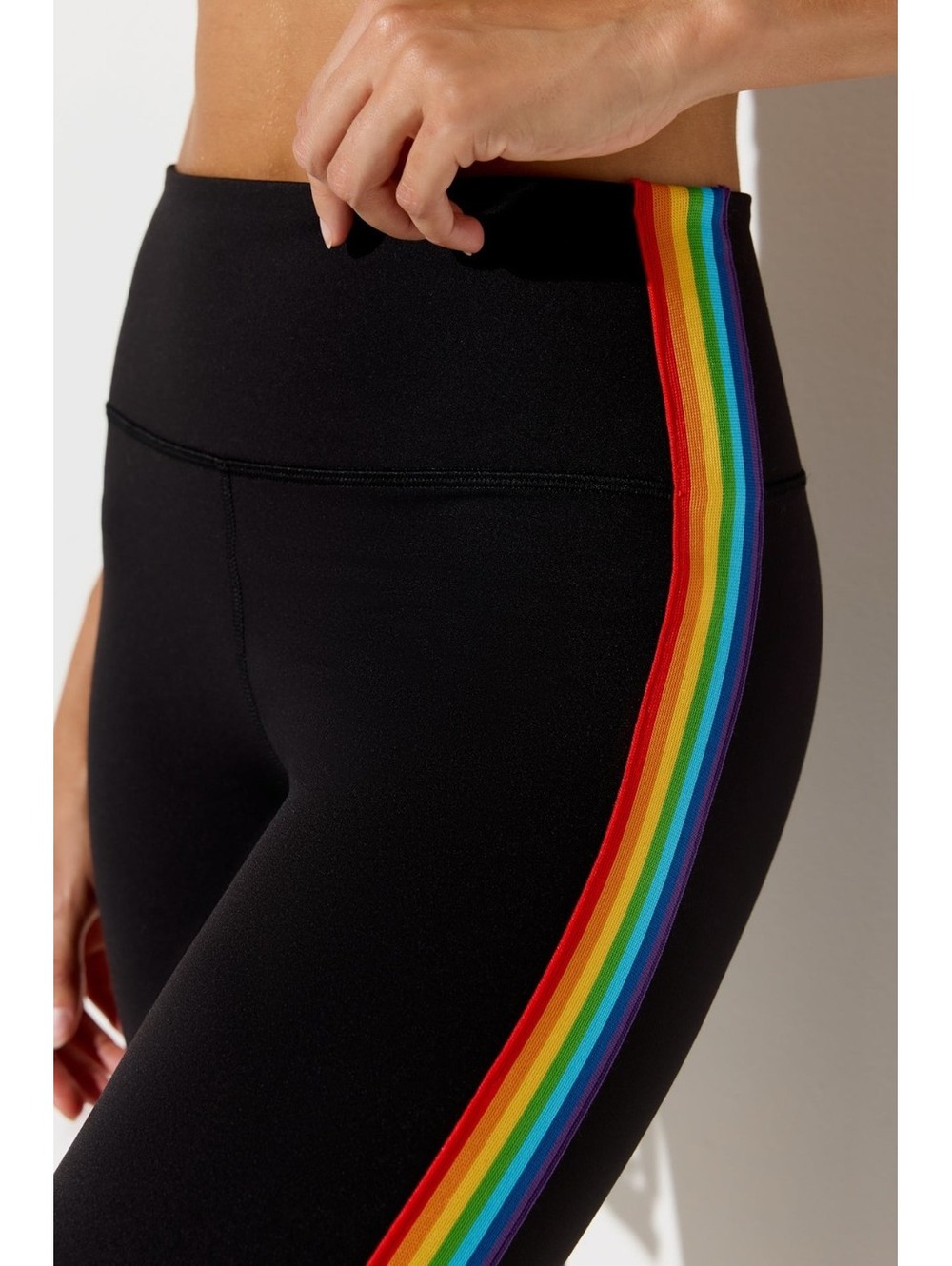 Spiritual Gangster Nirvana Infinity Legging Black with Rainbow Stripes - Picture 6 of 9